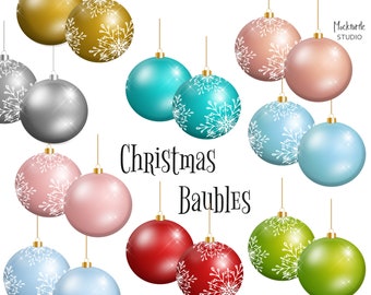 Christmas Baubles Clip art - 21 images, 300dpi, PNG files - Christmas Ornaments Clip Art - Christmas Clipart - Instant Download