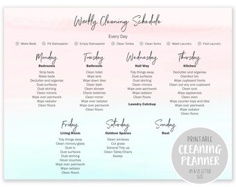 Printable Cleaning Checklist | Cleaning Household Planner | Minimalist Tidy Schedule | Instant Download