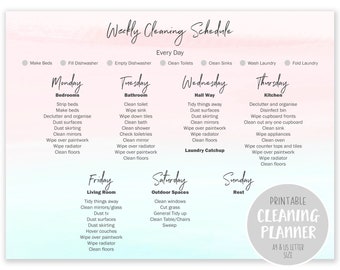 Printable Cleaning Checklist | Cleaning Planner | Cleaning Schedule | Household Planner | Minimalist Cleaning Schedule | Instant Download