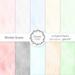 Winter Snow digital paper - Seamless Snow pattern - Scrapbook paper, Snow Digital Paper, Watercolor Texture Digital Paper, Commercial use