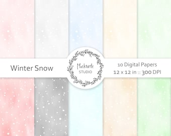 Papier numérique Winter Snow : texture aquarelle transparente (téléchargement numérique)