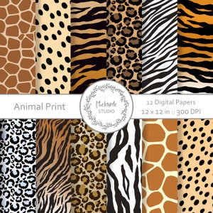 Carta digitale Animal Print - Animal Skin Clipart - Scrapbook Paper, Animal Skin Digital Paper, Safari Animal Digital Paper, Uso commerciale