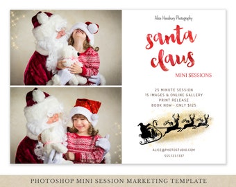 Santa Claus Mini Session Template - Photography Marketing - Christmas Minis Marketing, Photoshop template, Santa Claus Minis