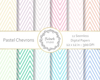 Pastel Chevron digital paper - Chevron clipart - Scrapbook paper, Chevron Digital Paper, Pastel Digital Paper, Commercial use