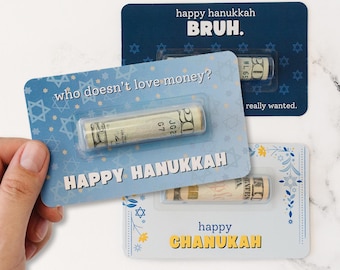 Hanukkah Money Holder Cards - Funny Chanukah Gift Card for Cash - Teens, Tweens, Kids, Adults