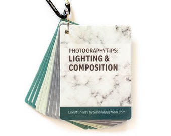 Photography Tips: Lighting & Composition Cheat Sheets - Plastic Reference Cards for DSLR, Smartphone, or Compact Camera - Classic Colors