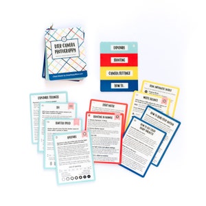 Aide-mémoire pour la photographie reflex numérique pour mamans - Cartes de référence de photographie reflex numérique pour votre sac photo - Couleurs vives