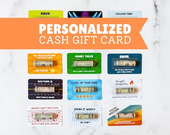 PERSONALIZED Cash Gift Money Card - Custom Words on Money Holder Gift for Teens