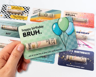 BRUH Birthday Gift Card - Funny Money Holder for Teens & Kids - Birthday Money Gift Ideas, fun way to give cash, snarky teenager gift