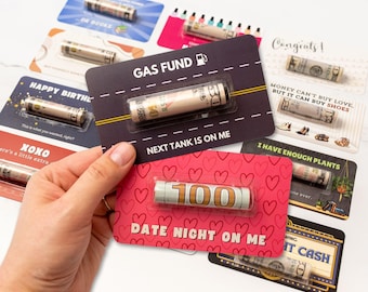 Money Holder Card for Adults & Older Teens | 20+ Card Designs for Funny Cash Gift Ideas | Christmas stocking stuffer for adults, men, women