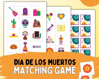 El Dia De Los Muertos Memory Matching Game - Day of the Dead Toddler/Preschool Activity, Hispanic Printable