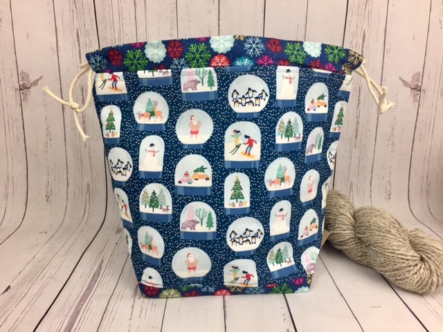 Snow Globes Bucket Bag Knitting Project Bag Crochet Project Snow Globes Bucket Bag Knitting Project Bag Crochet Project