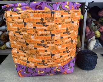 Halloween , Shweater bag, XL Project bag, Knitting bag, Crochet project bag,  Project Bag, Sweater knitting bag, Shawl Knitting