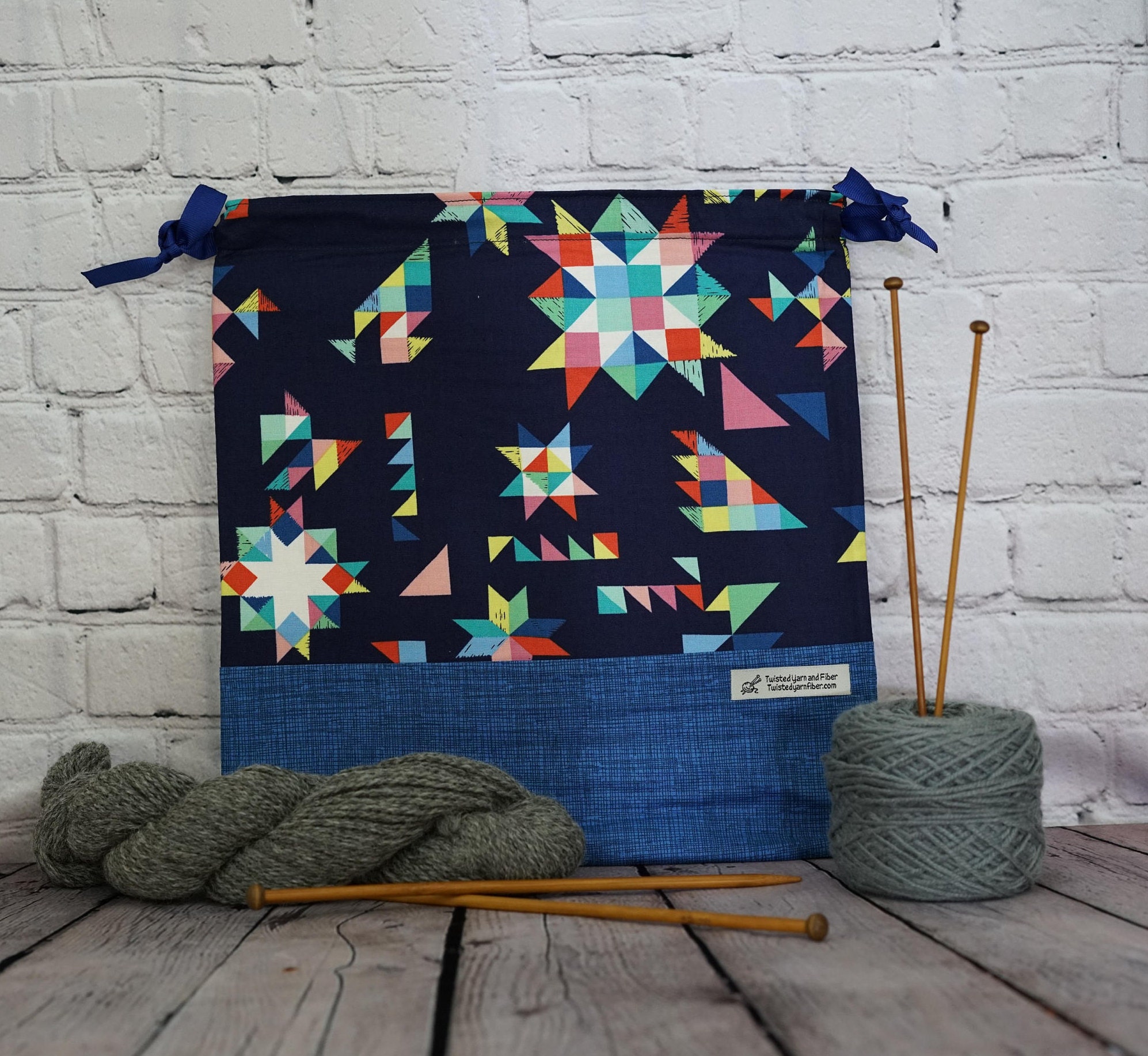 Quilt Print Bag Knitting Project Bag Crochet Bag Yarn Bag