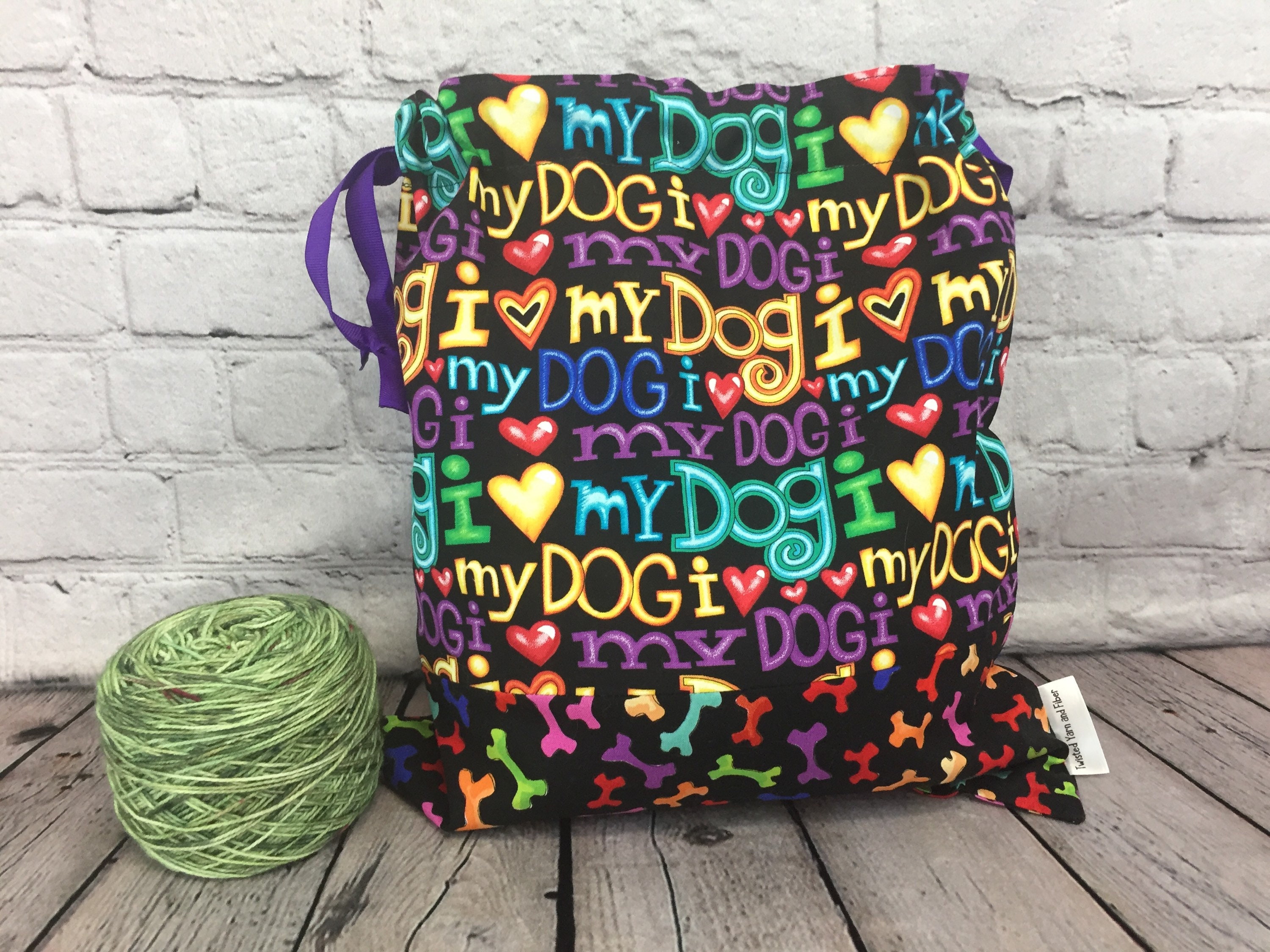 I Love My Dog Knitting Project Bag Crochet Project Bag Yarn I Love My Dog Knitting Project Bag Crochet Project Bag Yarn