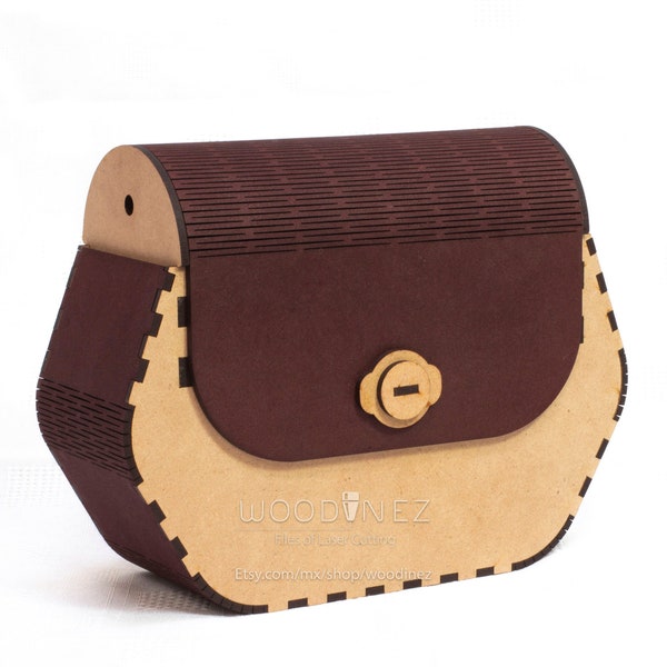 Clutch bag, Wooden bag, Wooden clutch, Handmade handbag, Plywood clutch, Pattern Vector for Laser Cutting CNC