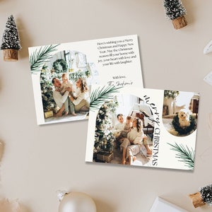 Bewerkbare kerstkaartsjabloon, minimaal, boho, instant digitale download, vrolijk kerstfeest, modern, doe-het-zelf vakantiewenskaart