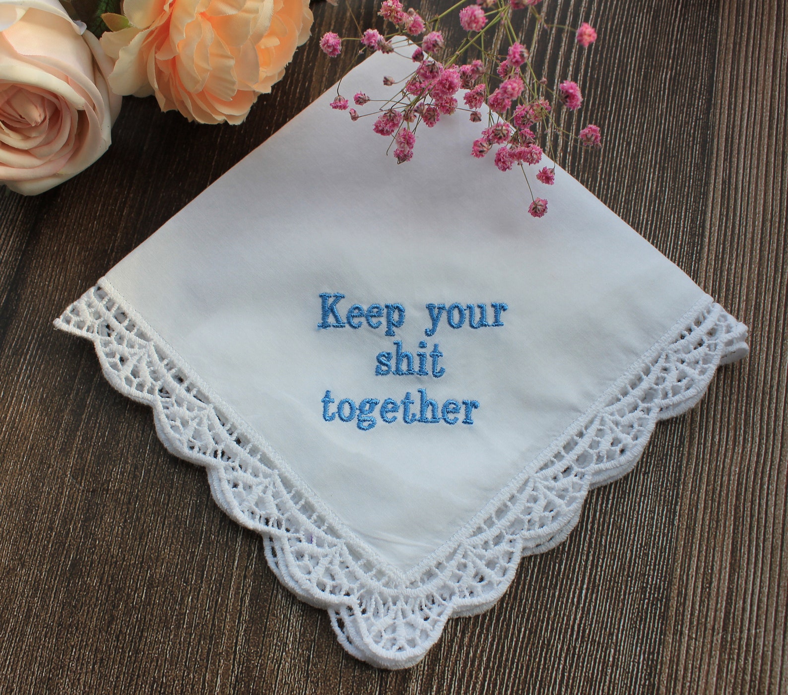 Mouchoirs De Mariage - Lot De 50 - Cadeau Souvenir « Happy Tears » Pour Invités - Blanc/Noir