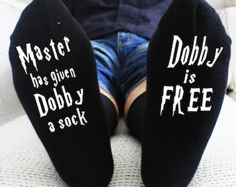 Master has given Dobby a sock - Dobby is Free - Men's or women's socks - Harry Potter - Dobby the Elf - House Elf - Custom socks,wine socks