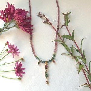 Faceted Tourmaline necklace with vermeil accents image 1