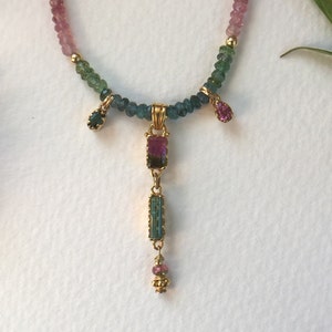 Faceted Tourmaline necklace with vermeil accents image 2