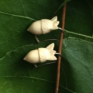 Carved Deer Antler and Sterling Silver Victorian Replica handmade earrings