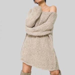oversized knit alpaca wool sweater dress Chunky knit sweater Loose women's sweater Sustainable women's clothing By SONQO image 3