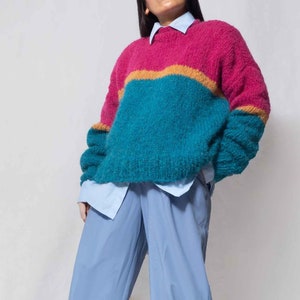 NEW Oversize Slouchy knit alpaca sweater women&#39;s| Loose cropped Winter Alpaca hand knit sweater| oversize jumper sweater| by SONQO