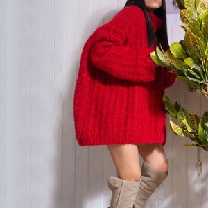 Chunky knit Alpaca sweater| Oversized knit sweater| Turtleneck Sweater| Red chunky knit sweater| Big Knit sweater| by SONQO