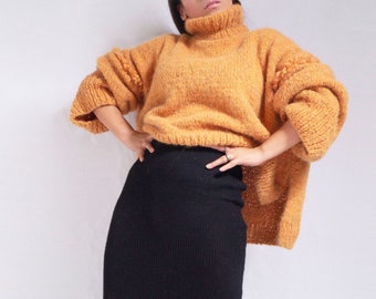 Chunky knit Alpaca sweater| Turtleneck sweater| Oversized sweater| wool sweater| knitted sweater| pullover| long sweater| by SONQO