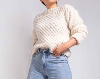 cable knit alpaca wool sweater| Chunky knit alpaca sweater| women sweater| pullover Jumper| Sustainable Clothing| Cropped sweater| by SONQO