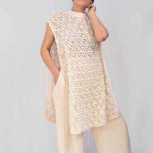 Crochet Flowers tunic cape/ Cocktail cape/ eco-friendly cape/ casual cape/ elegant cape/ design cape/ boho cape/ ECO COTTON top| by SONQO