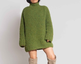 Chunky Alpaca Knit Sweater Dress | Oversized Winter Knitwear