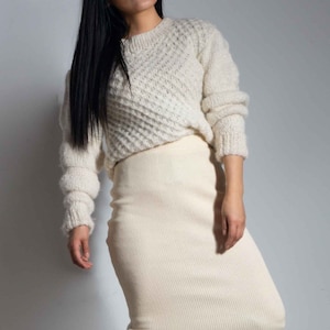 COMBO cable knit alpaca sweater + skirt| Chunky knit alpaca sweater| pullover Jumper| Sustainable Clothing| Cropped sweater| by SONQO