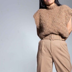 Alpaca knit sweater vest| cable knit wool vest| slouchy handmade knit vest women| winter warm alpaca vest| cropped knit wool vest| by SONQO