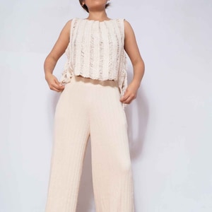 COMBO Palazzo eco cottonPant and Crochet eco cotton Top/ summer Pants/ Comfortable Pant/Eco Friendly Pant/ Elegant Pants/ by SONQO