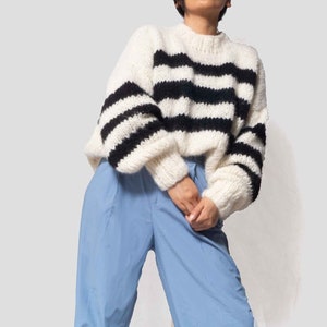 Alpaca cropped sweater| sweter robiony ręcznie na drutach| gruby sweter z alpaki| wełniany sweter, Zrównoważona odzież, Prezent na Boże Narodzenie| by SONQO