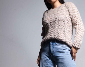 NEW Wrap knit alpaca top sweater| Shirt knit alpaca top| women's wrap knit top blouse| by SONQO
