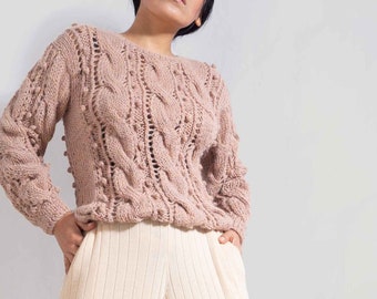 Chunky Cable Knit Alpaca Sweater | Handmade in Peru