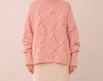 Handmade Oversized Cable Knit Alpaca Sweater | Turtleneck Jumper| NEW FW26