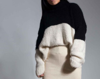 oversized knit alpaca wool sweater| Chunky knit alpaca sweater| Sustainable Clothing| Cropped sweater/ Alpaka-Pullover| by SONQO