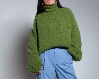 Übergroßer Kurzer Strickpullover aus Alpaka | Slouchy Sweater | von SONQO
