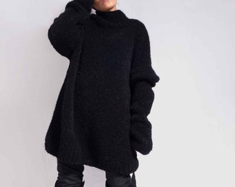 Oversizad knit alpaca wool sweater dress| plus size knit alpaca sweater| winter women sweater/ Merry Christmas gift/ Black Friday| by SONQO