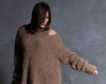 Camel alpaca Oversized knit wool sweater women's| Chunky Loose alpaca wool Jumper| alpaca Pullover sweater| sustainable knitwear| by SONQO