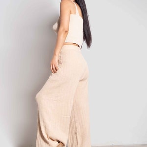 SALE Organic cotton Palazzo Pants| high waisted flowy pant| Wide Leg Pant| Culotte Pant| Loose fitting pants| sustainable clothing/ by SONQO