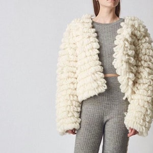 Alpaca Bomber Jacket knit wool cardigan women| chunky knit cardigan sweater| womens coat| oversized cardigan, Gift for Christmas| by SONQO