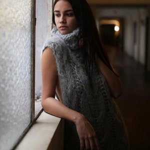 Alpaca cable knit sweater vest| alpaca knitted wool vest| Slouchy knit vest women| wrap winter vest| Merry Christmas Gift/ by SONQO