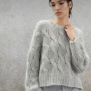 Cropped cable knit alpaca sweater| Short wool alpaca sweater| white sweater| short sweater| cropped pullover| alpaca sweater| by SONQO