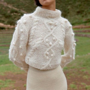 SALE Cropped cable knit alpaca sweater| cropped knit alpaca sweater| chunky knit sweater| cropped pullover| alpaca jumper| by SONQO