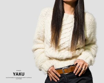 Handmade Cropped Cable Knit Alpaca Sweater | SONQO